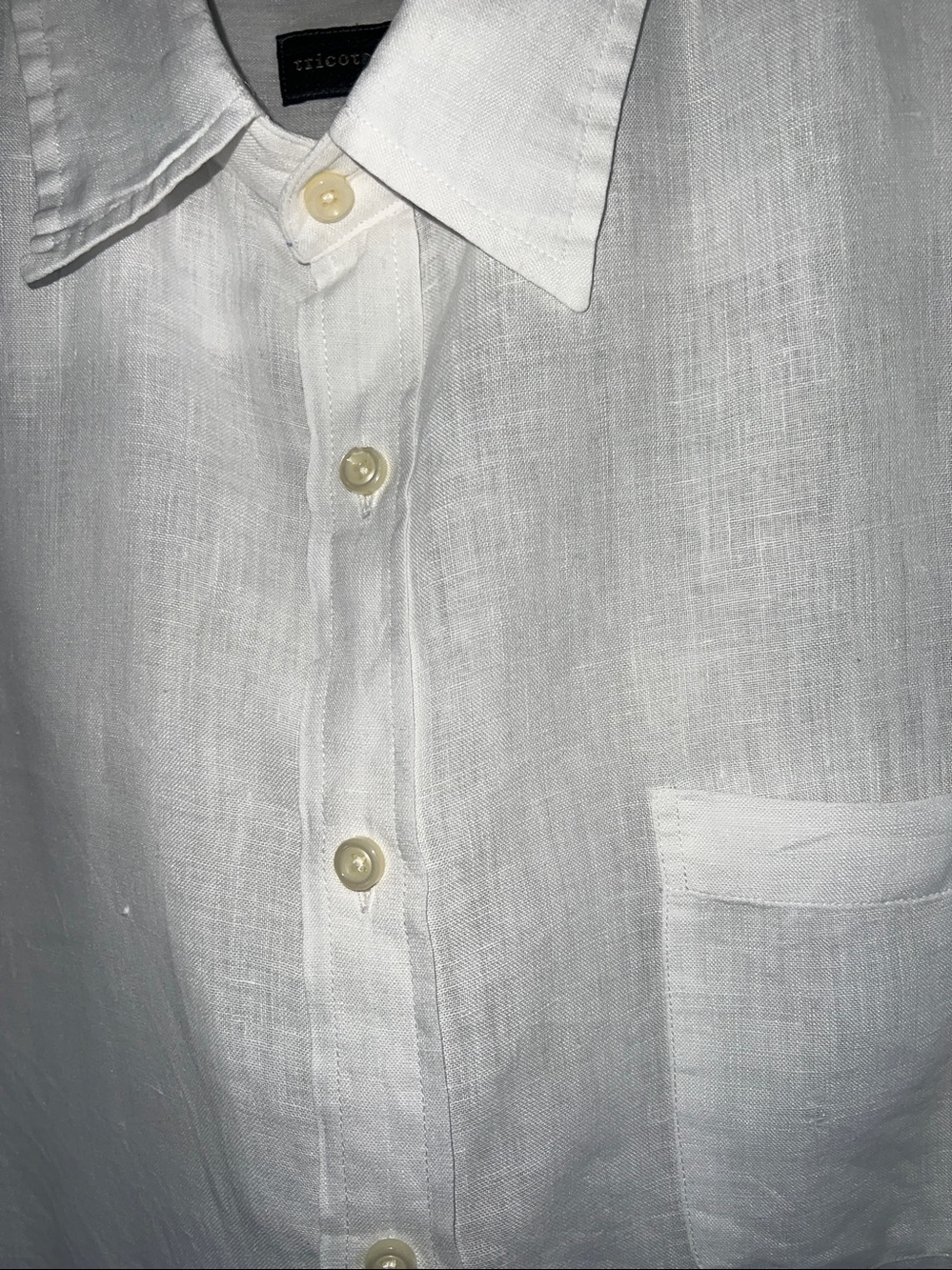 White 100% Linen Long Sleeve Button Up - Picture 3 of 8